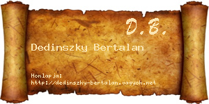 Dedinszky Bertalan névjegykártya